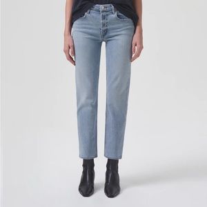 AGOLDE Kye Mid Rise Straight Crop Jean Denim